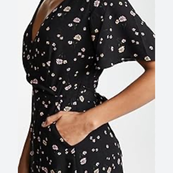 NWT BB Dakota Dress Tie Back Black Print Short Sleeve Mini Length Pockets Sz 8 - Picture 6 of 14